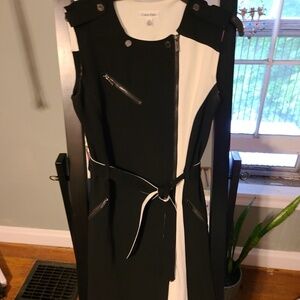 Calvin Klein Dress Size 2 Geometric Black And White Punk Goth
